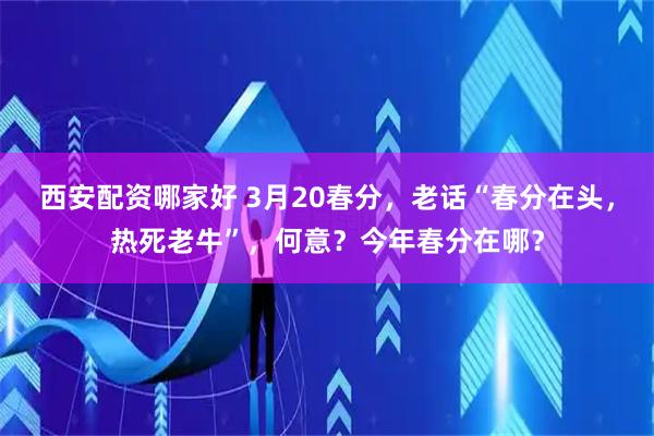西安配资哪家好 3月20春分，老话“春分在头，热死老牛”，何意？今年春分在哪？